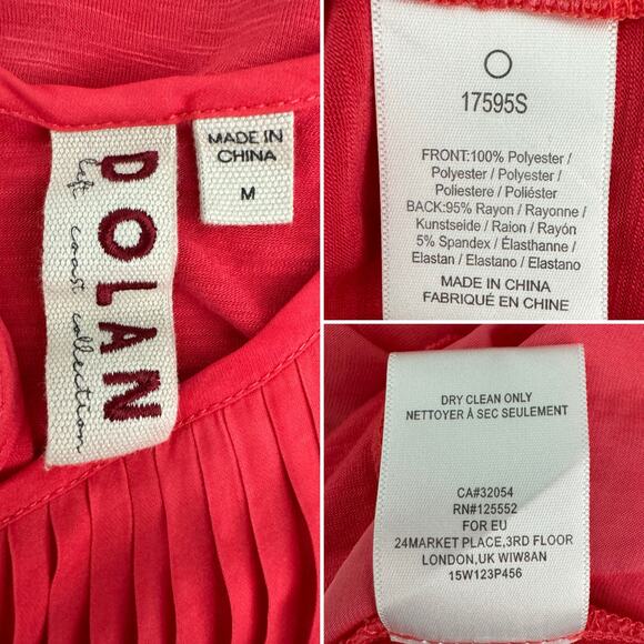 Dolan Anthropologie pleated front silky blouse coral orange pink size medium M - Picture 4 of 5